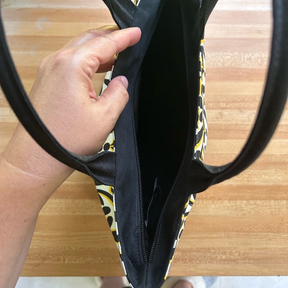 NWOT. Talbots yellow, white, and black, coated cotton tote purse - Picture 4 of 6